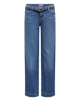 ONLBrenda Low Wide Belt Jeans - Dark Blue Denim
